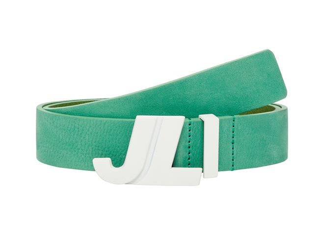 j.lindeberg iconic brushed leather golf belt green